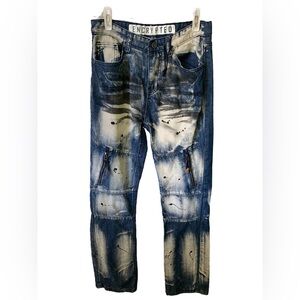 Encrypted Jeans Boys sz. 18 Blue Distressed Speckled Stonewashed Straight